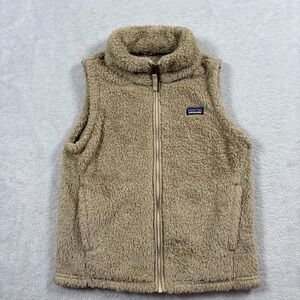 Patagonia Worn Wear Los Gatos Fleece‎ Vest Girls XL El Cap Khaki Logo Full Zip